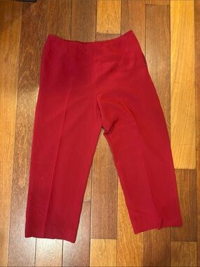 Talbots Petites Red 100% Pure Silk Trousers Straight Leg Dress Pants Womens 12P